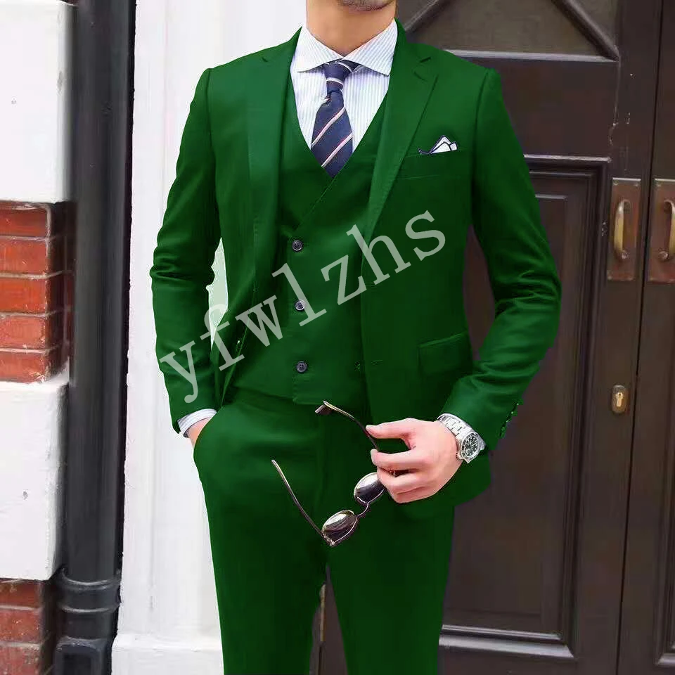 

New Arrival Two Buttons Groomsmen Notch Lapel Groom Tuxedos Men Suits Wedding/Prom Best Man Blazer ( Jacket+Pants+Vest+Tie) B21