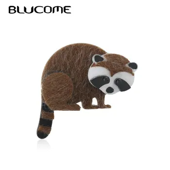

Blucome Vivid Cute Raccoon Bear Brooches Acrylic Metal Leather Animal Brooch Shirt Collar Lapel Badge Gift For Boy Girl Kids