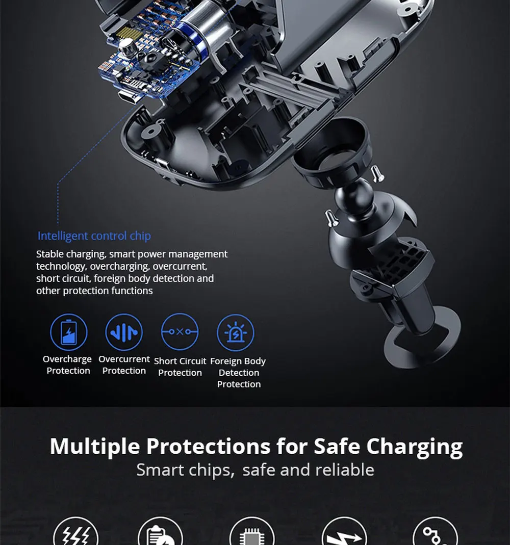 10W Qi Wireless Car Charger for IPhone Xs X Samsung S10 S9 Millet Fast Wireless Automatic Fastening Car Phone Charging Stand