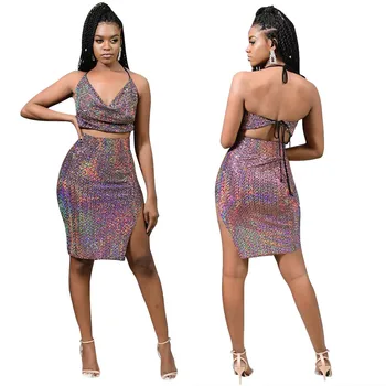 

Women Sexy Club Dress Summert Club Party Dress Sexy Mini Fringe Dress Sets F481