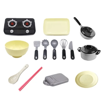 

12PCS Children Cooking Toys Play Gas Stove Kitchen Pretend Toy Set Simulation Food Pots and Pans Cookware