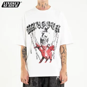 

Lindsey Seader Men's T Shirt Hip Hop Graffiti Oversize All-match Summer Fashion Style Baggy Casual Couples Punk Cool Streetwear
