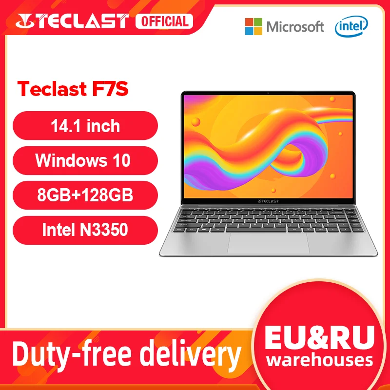 Portátil ultrafino TECLAST F7S, 14.1 FHD (1.920x1.080) IPS, Intel Celeron N3350, 8GB RAM, 128GB HDD (ampliable con SSD), Windows 10, 38Wh (7h), WiFi Dual
