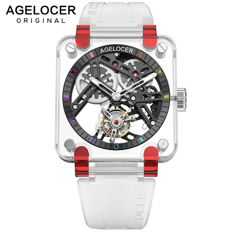 AGELOCER швейцарские дизайнерские часы с скелетом Tourbillon механические мужские