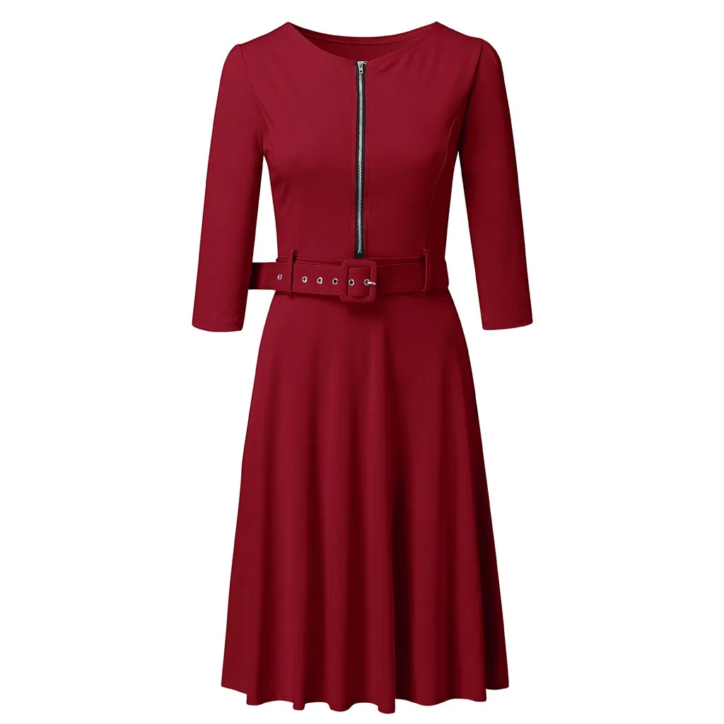 Women Bodycon Dress O Neck Solid Color Three Quarter Sleeve Dresses Ladies Party Dress Elegant dresses woman party night