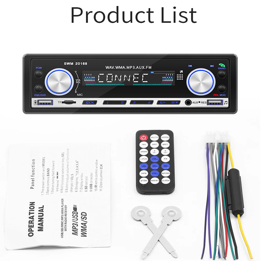 Vehemo Alufer Car MP3 Player Music Auto Audio Bluetooth Car MP3 for Headunit Automobile Stereo for FM