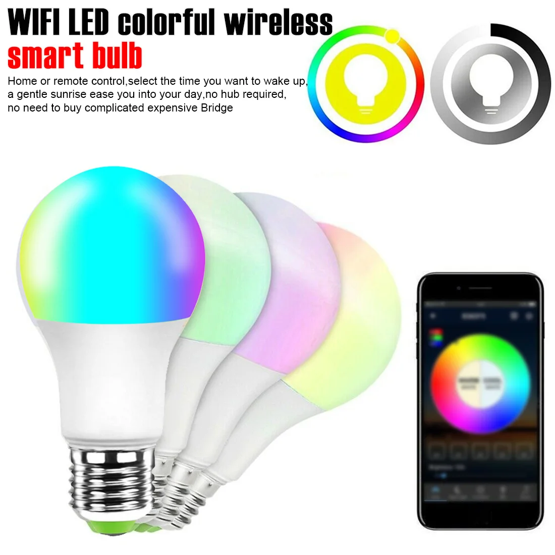 Лампочка RGBW E27 Dimmable Group светодиодный светильник для смарт совместим с Alexa Google Home Светодиодная лампа Wi-Fi Magic Smart Home