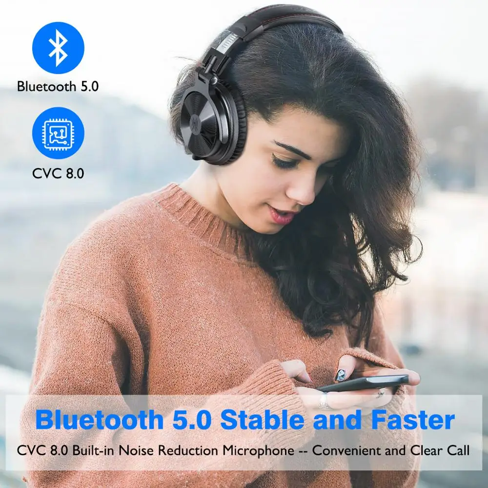 Oneodio Bluetooth Wireless Headphones With Microphone 80H Play Time Foldable Over Ear Bluetooth 5.0 Headset For Mobile Phone PC