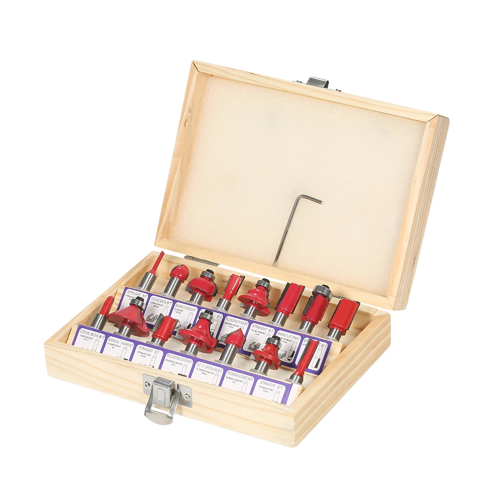 

15PCS Milling Cutter Router Bit Set Shank Mill Woodworking Wood Cutters Tool for Floor Handmade Engraving Cutting Nice Router