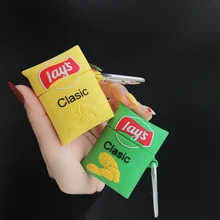 Классический чехол для наушников с картофельными чипсами 3D Мягкий силиконовый чехол для AirPods 1 2 bluetooth-гарнитура с зарядным устройством прекрасные чехлы с крючком