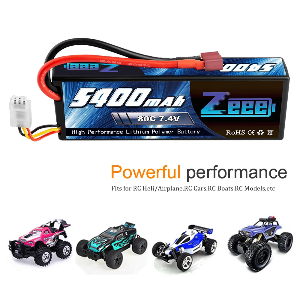 Zeee 5400mAh 80C 2S 7,4 V Lipo батарея в жестком футляре с штекером Deans 2 единицы RC Lipo батарея для RC автомобиля лодки грузовика вертолета