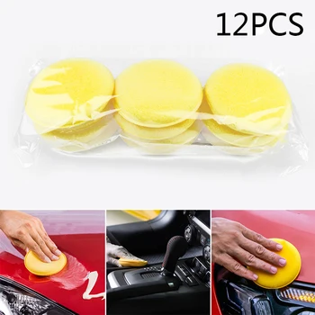 

Accessory Car Sponge Tool Supplies 12pcs Auto Yellow Waxing Soft Foam Pads