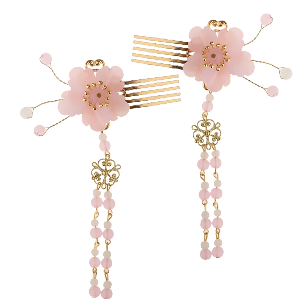 2 Pcs Tassel Hair Clip Ancient Costume Chinese Hair Accessories Hair Comb