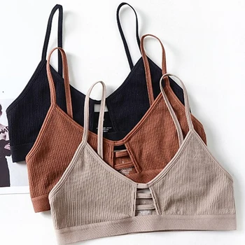 

Women Cotton Bra Underwear Seamless Tube Top Brassiere Front Hollow Out Lingerie Wire Free Intimates