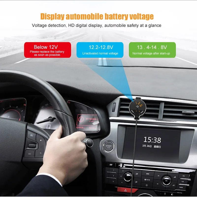 Двойной зарядное устройство usb автомобильный Bluetooth MP3 круглый цифровой экран TD326
