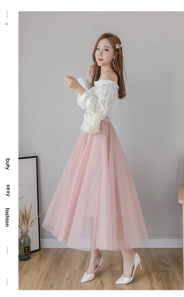 Yarn skirt half-length skirt female spring and autumn mid-length style 2020 new mesh pleated skirt super fairy forest autumn wrap skirt