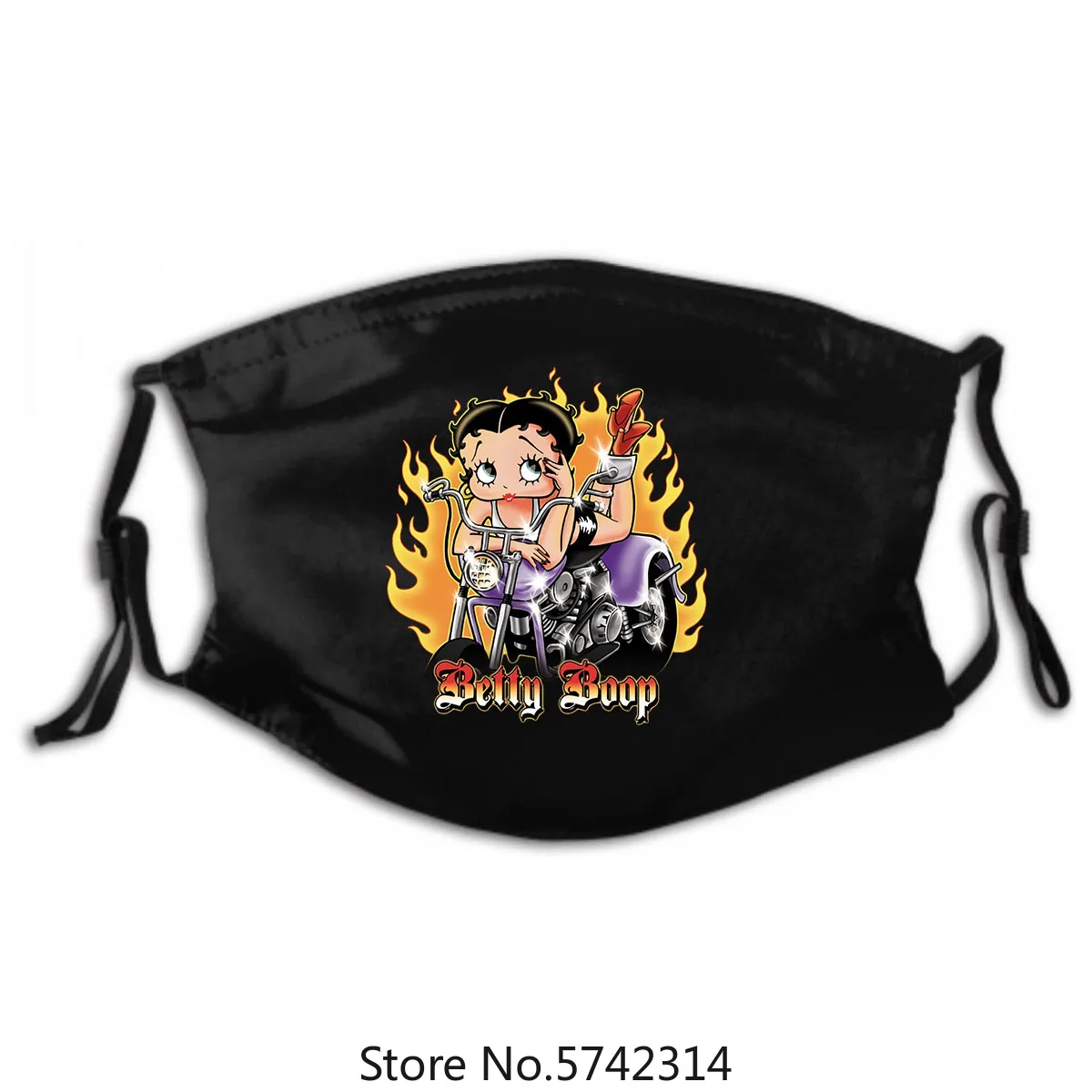 

Betty Boop Biker Flames Boop On Motorcycle Bike Heather Mask Washable Reusable Mask with PM2.5 Filters 5 Layers of Protection