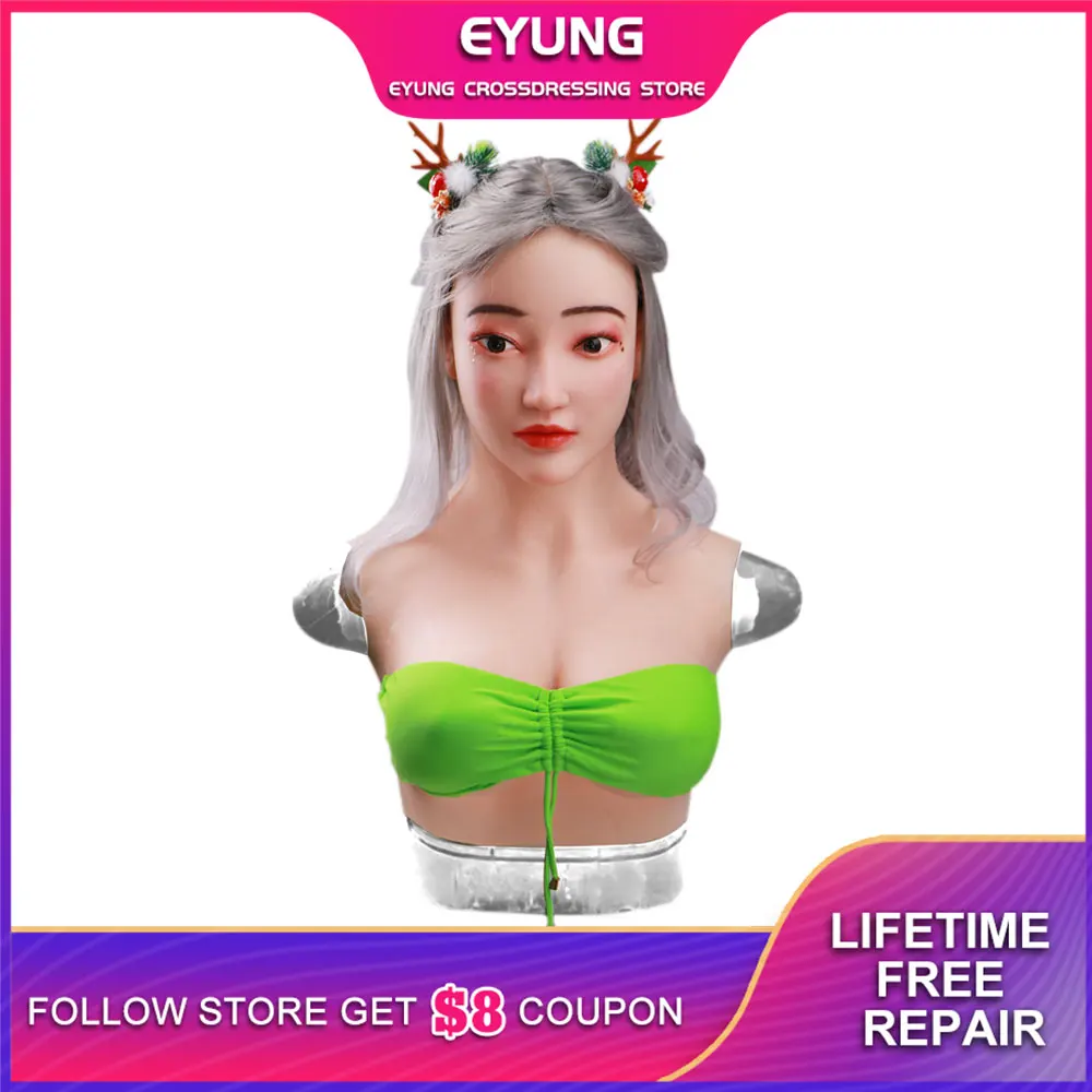 E Sophia Goddess Face With Artificial Chest Cosplay Breast Form Cotton Filler Crossdresser Ladyboy Shemale Halloween Masquerade |