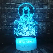 Светодиодный ночник религиозные верования 3D популярная Avalokitesvara лампа Будды домашний декор трещина Иллюзия для настроения Лава праздник друг подарок