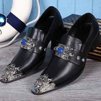 

Chaussure Homme Loafers Men Genuine Leather British Style Pointed Fashion Men Shoes Loafers Full Grain Leather Cow Leather Solid