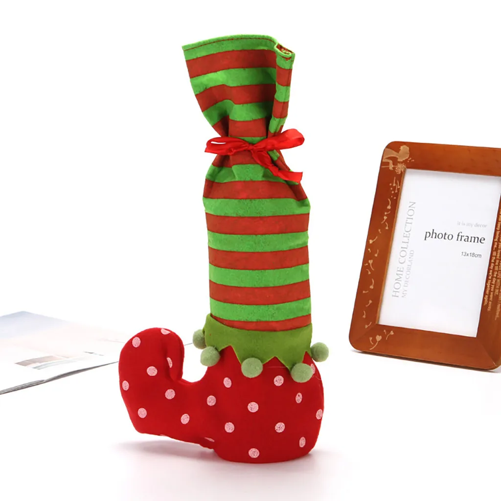 Polka Dot Christmas Wine Bottle Stocking Cover Non-woven Wine Bottle Cover Christmas Dining-table Bottle Party Decorations new