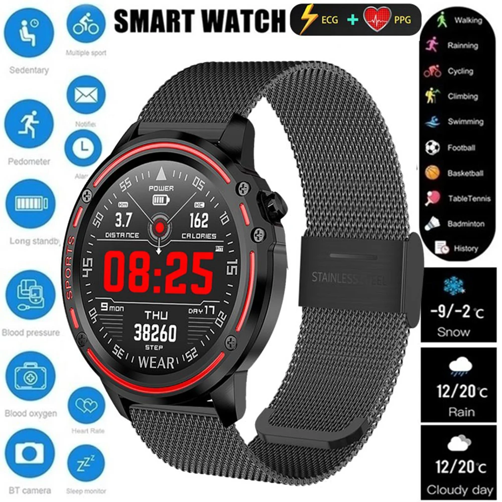 L8 Смарт часы для мужчин IP68 Водонепроницаемый режим SmartWatch с ЭКГ PPG кровяное давление сердечного ритма спортивные фитнес часы для мужчин Мода
