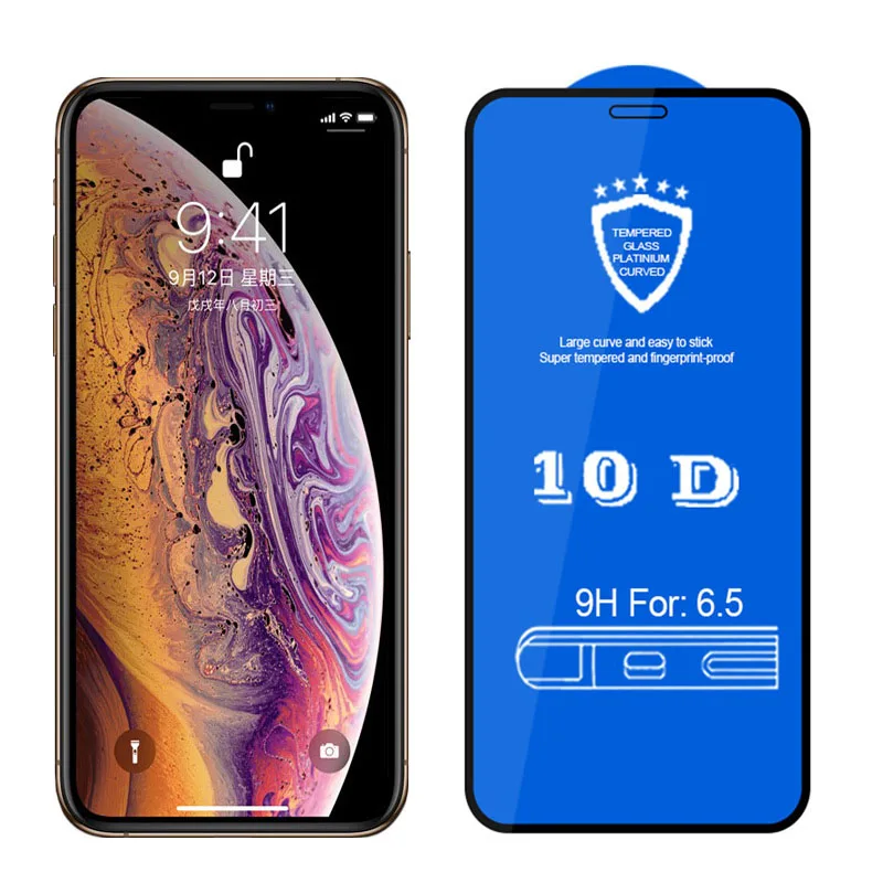 2 шт./лот 10D полное покрытие защитное закаленное стекло для IPhone 6 6S 7 8 Plus X XR XS MAX