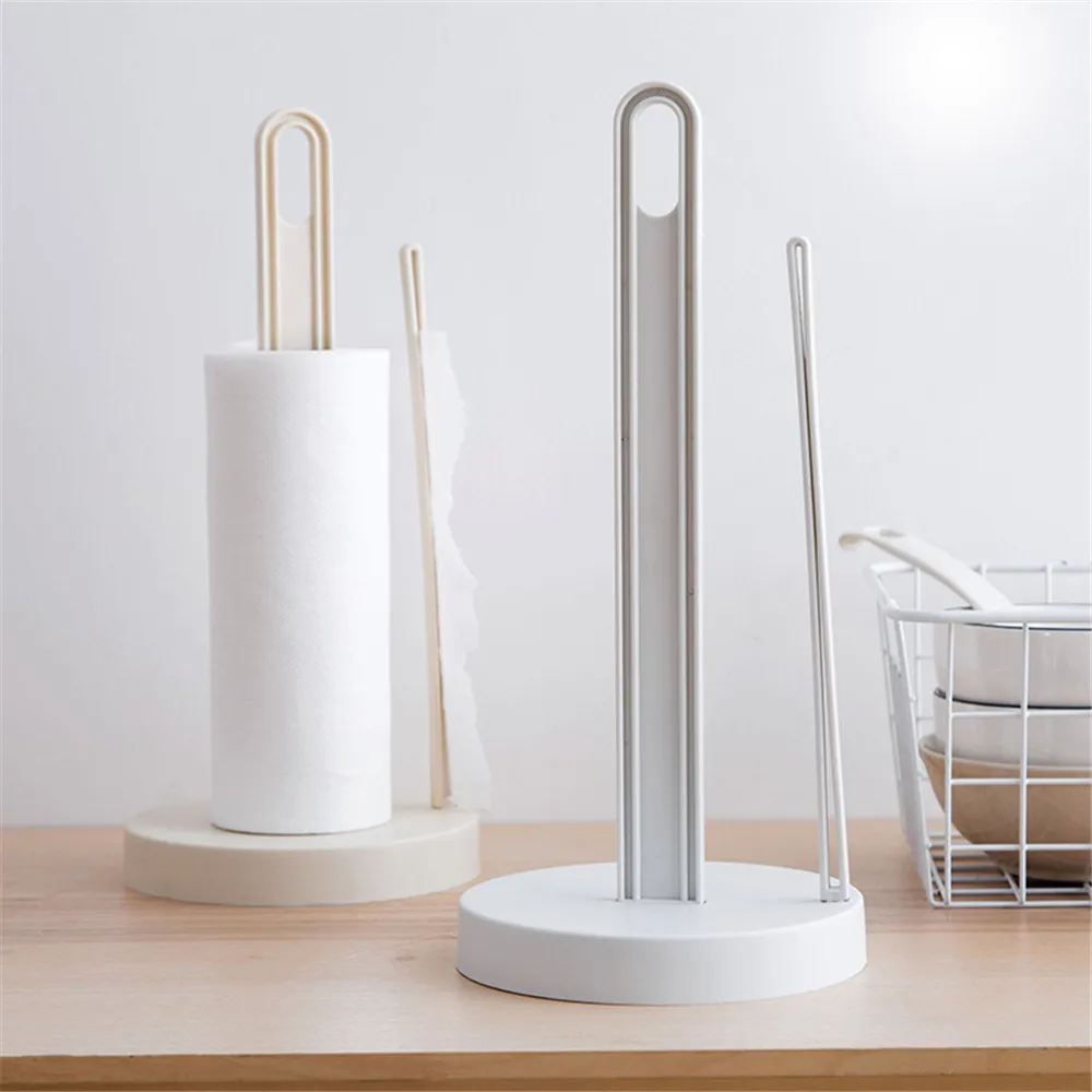 

Plastic Roll Paper Holder Toilet Kitchen Tissue Stand Gray Napkin Towel Rack Easy Installation Home Kitchen Storage Accessories