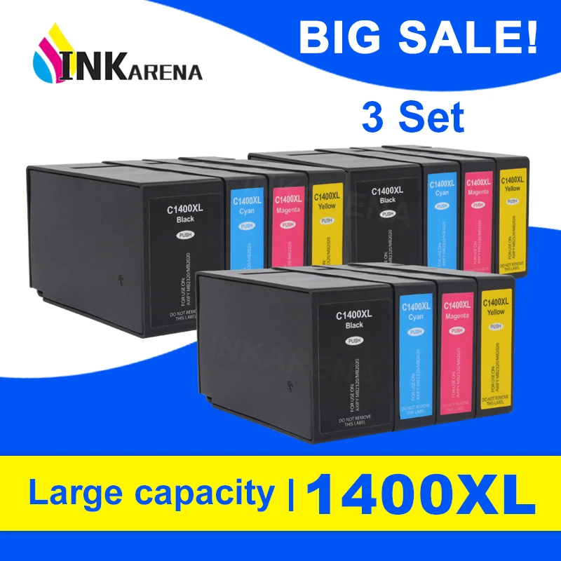 3SET Inkarena Comaptible чернильный картридж 4 цвета для Canon PGI-1400 PGI 1400 MAXIFY MB2040 MB2340 MB2140 MB2740 полные чернила с чипами - Цвет: 3SET