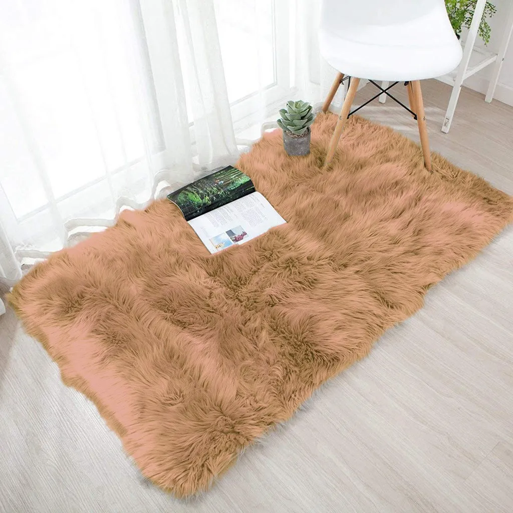 Ковры коврики шерсть имитация сплошной цвет rectangleSheepskin ковры искусственная кожа Нескользящие Спальня лохматый ковер коврики cubrecamas para invierno, одежда для детей