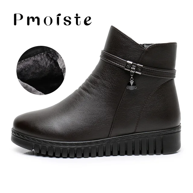 Woman Ankle Boots 2020 Warm Plush Wedge 