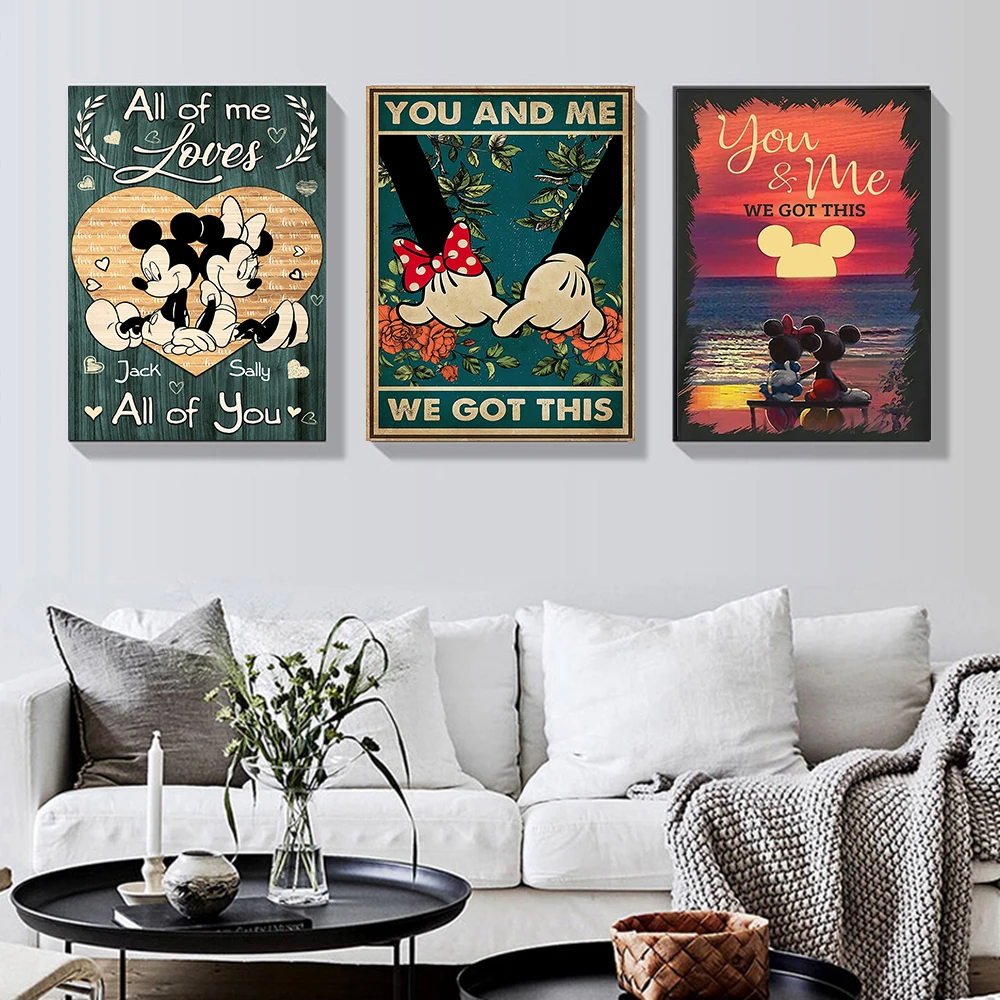ディズニー ミッキーのミニーのキャンバスの絵 壁のポスター 家の装飾 子供へのギフト 絵画 書道 Aliexpress