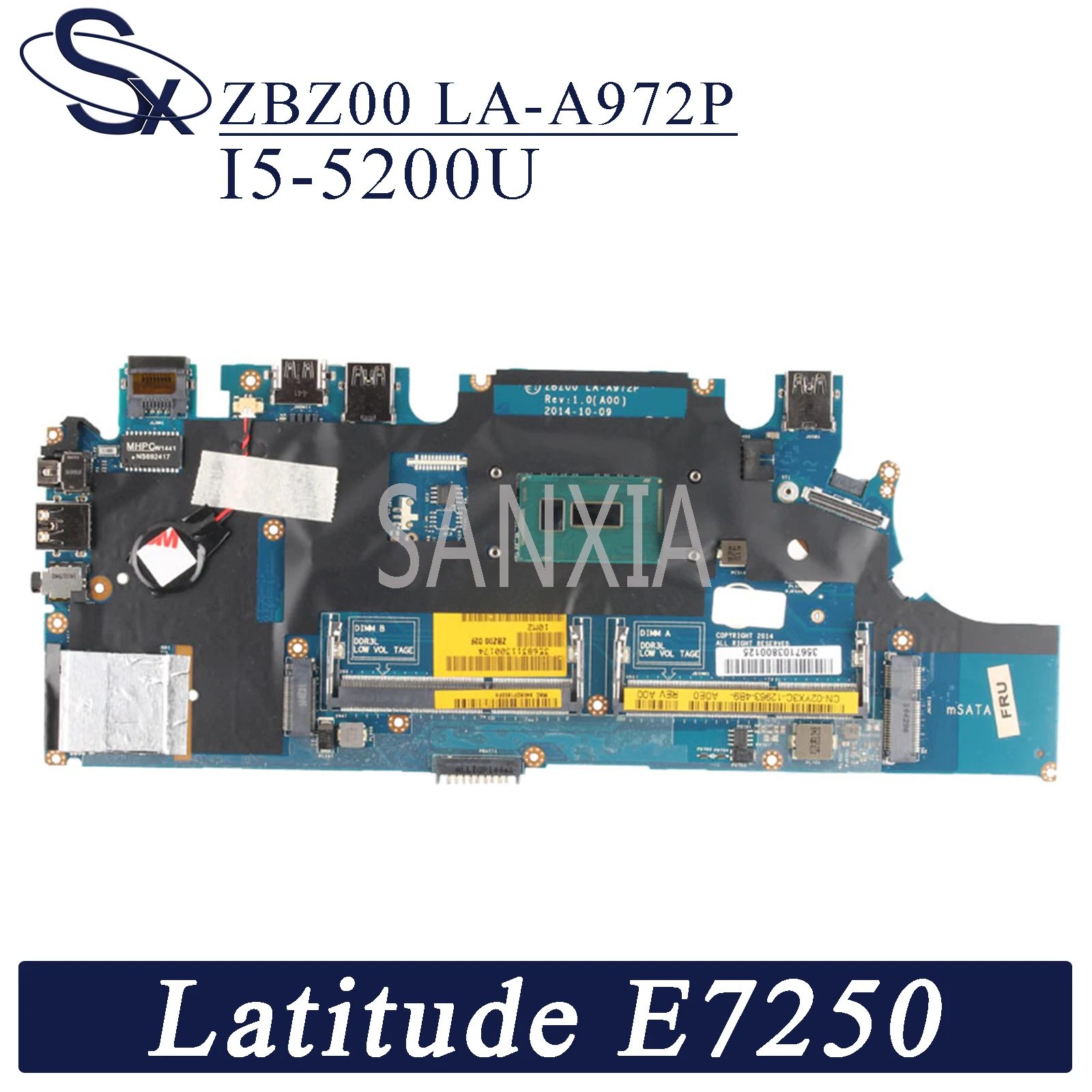Материнская плата KEFU LA-A972P для ноутбука Dell Latitude E7250 оригинальная материнская I5-5200U