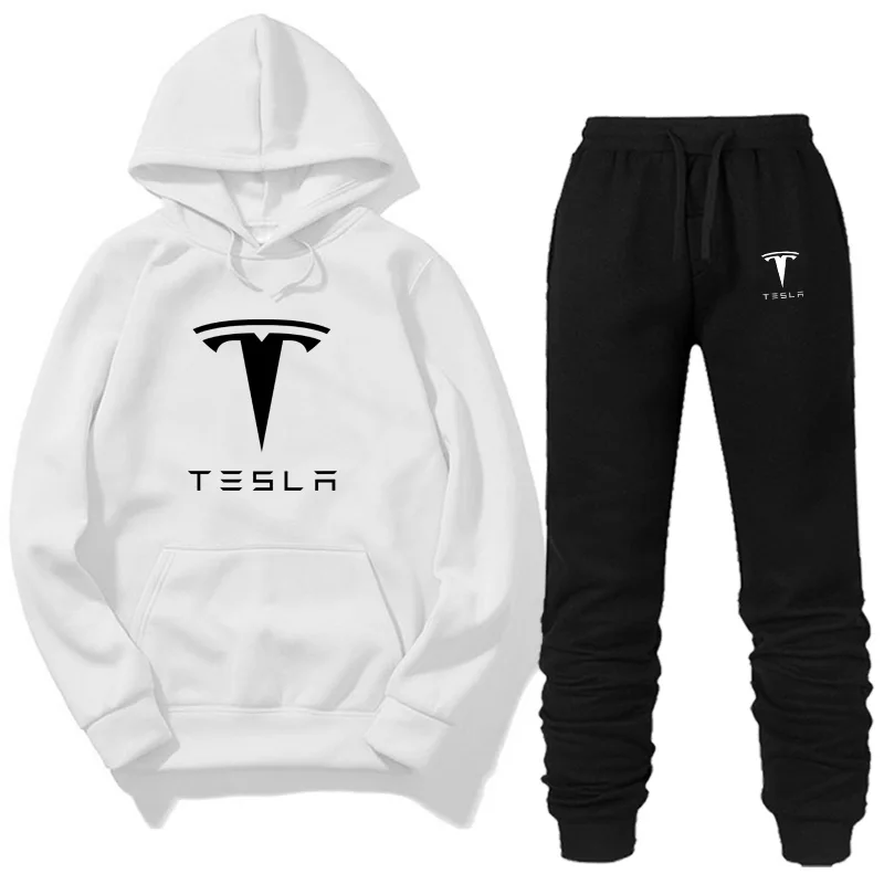 Новая брендовая одежда, мужские повседневные толстовки, пуловер TESLA, мужской спортивный костюм, толстовки из двух частей+ штаны, спортивные рубашки, осенне-зимний комплект