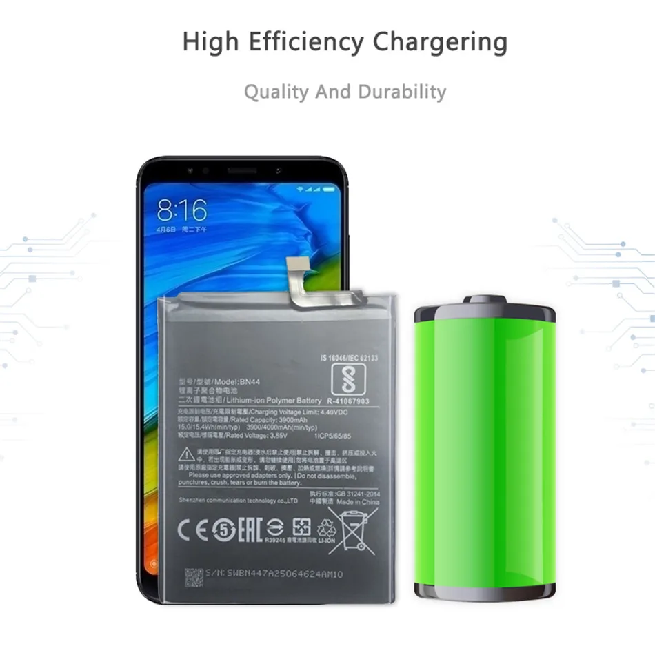 BN44 Mobile Phone Battery for Xiaomi Redmi 5 Plus 5Plus Replacement Battery BN44 4000mAh