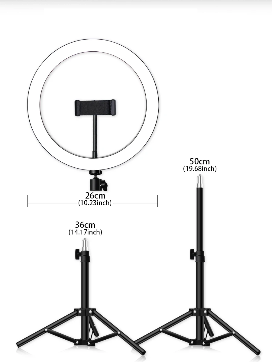 Светодиодный Кольцевая вспышка 16/26 см 5600K с регулируемой яркостью для селфи кольцо лампы фотовспышки с держатель штатива usb-разъем для Live YouTube