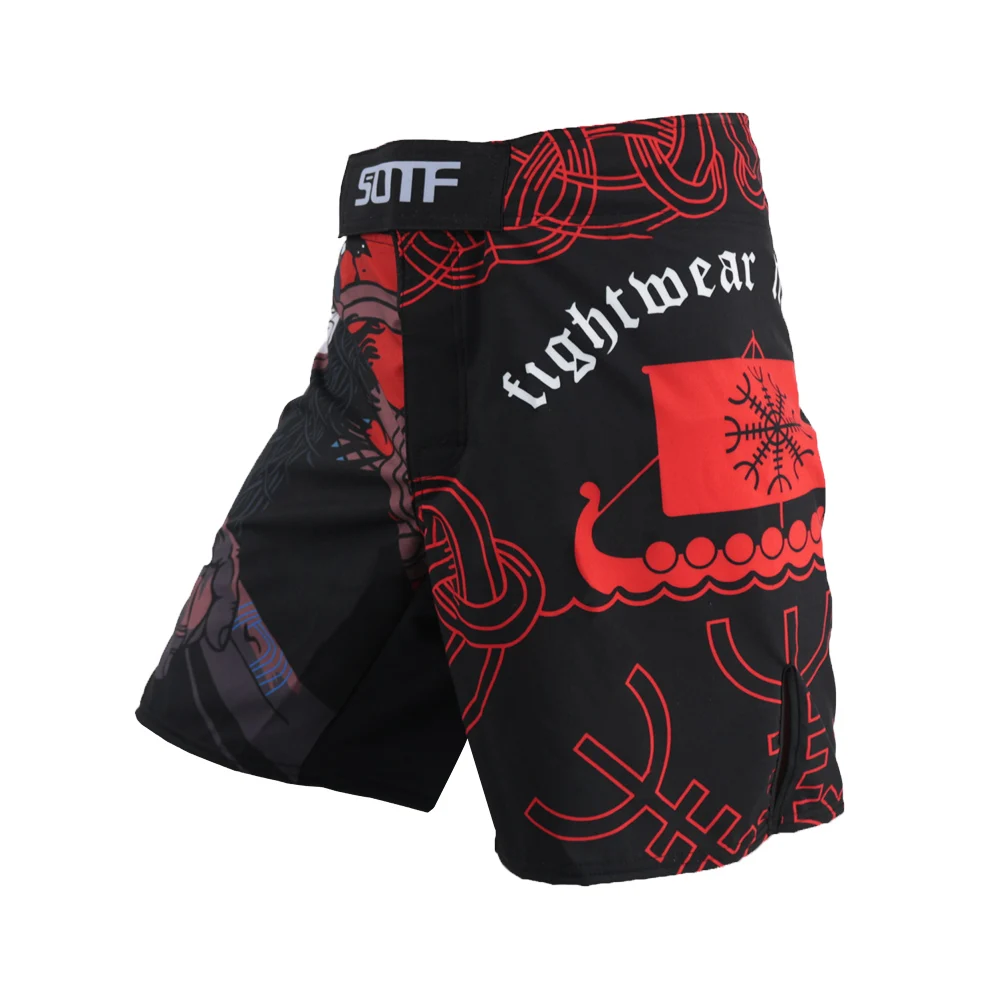 MMA Shorts SOTF MMA Black Samurai Fighting Breathable Fitness Print mma Shorts Tiger Muay Thai Kickboxing Fight Shorts Boxing Clothing mma