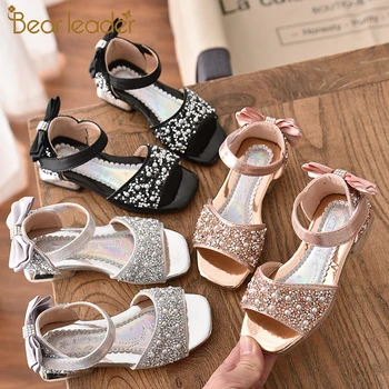 

Bear Leader Girls Shoes 2020 New Summer Kids Footwear Fashion Bow Sequined Single Shoes Children Elegant Sandals Cute Flat Shoes