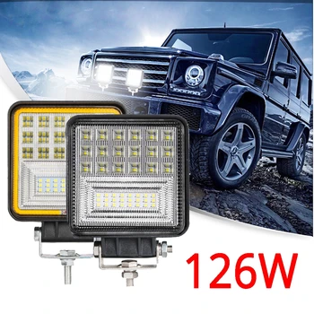 

1pcs White Yellow Work Light 126w DRL LED Work Light 10 30V 4WD 12 for Off Road Truck Bus Boat Fog Light Car Light Assembly