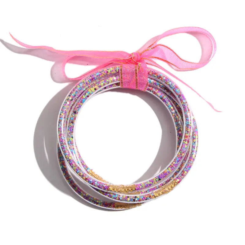 JJFOUCS 5 шт./компл. блестящие желе браслеты 32 цвета бусины заполнены силиконовые пластиковые браслеты «бантик» для женщин девочек любую погоду оптом - Окраска металла: 807RR