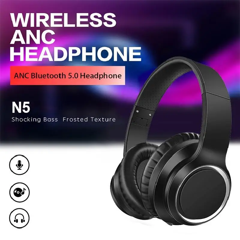 N5 HiFi Active Noise Cancelling wireless headphones bluetooth 5 0 Earphones Over ear headset with microphone for phones music