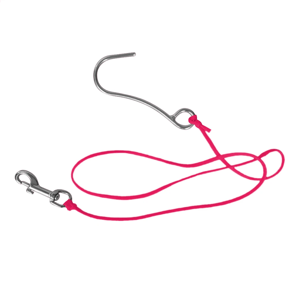 Scuba Diving Reef Drift Hooks With 120cm Line & Stainless Steel Clip Single Reef Hook