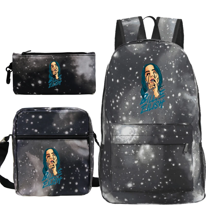 9 Sac A Dos Billie Eilish рюкзак в стиле «хип-хоп» распылитель ранцевого типа для с принтом сумка в стиле кэжуал 3 шт./компл. рюкзак Kpop школьные рюкзаки для девочек-подростков - Цвет: 9