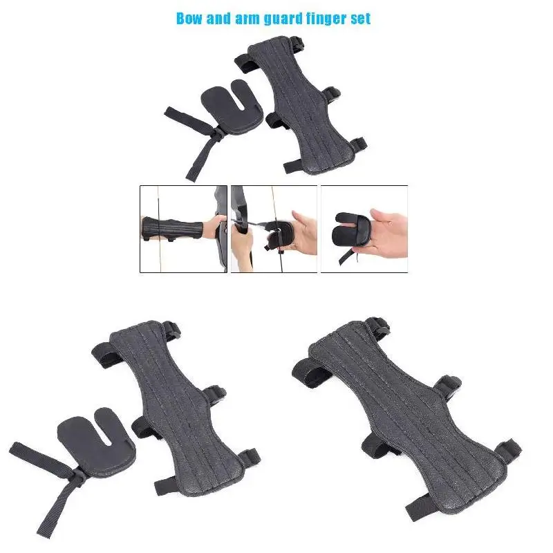 Hot Archery Arm Forearm Guard Finger Tabs Protector Set for Traditional Recurve Bow MVI-ing | Спорт и развлечения