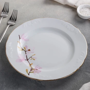 

Deep plate "Almond flower", d = 24 cm, gold layering, t. Hope