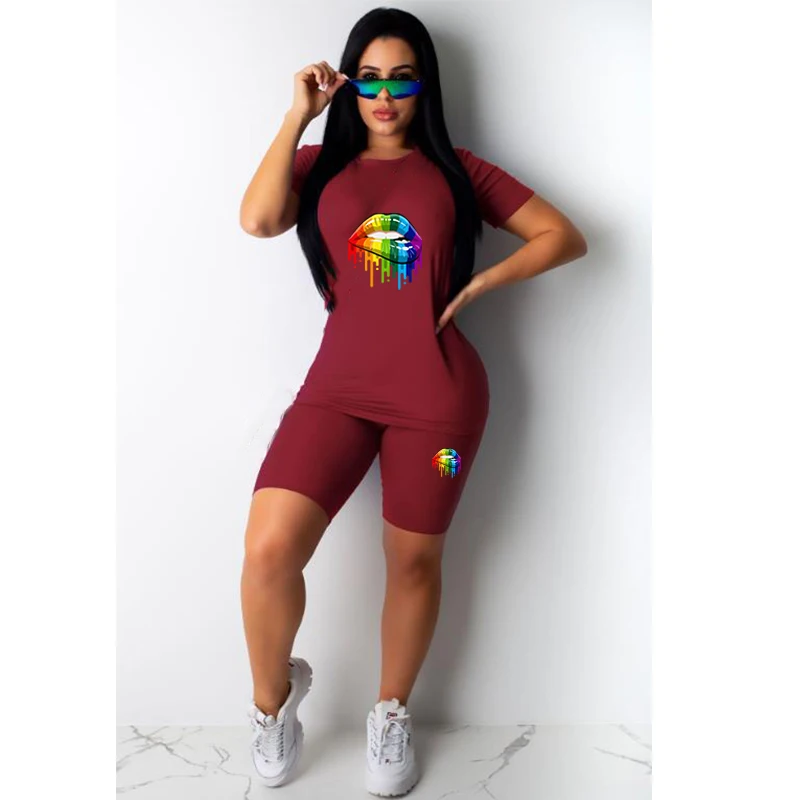 Женский Повседневный Спортивный костюм комплект из двух предметов с принтом