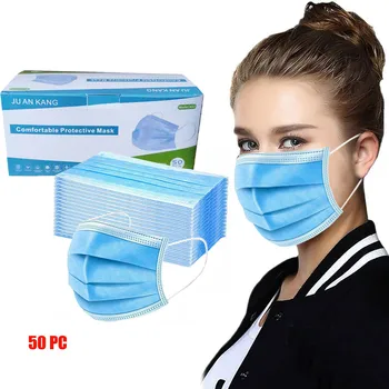 

Makeup mirror Solid Adjustable Straps 50pcs Facemask Masker 3Ply Disposable Masks With Design One time Skin Masks Masker