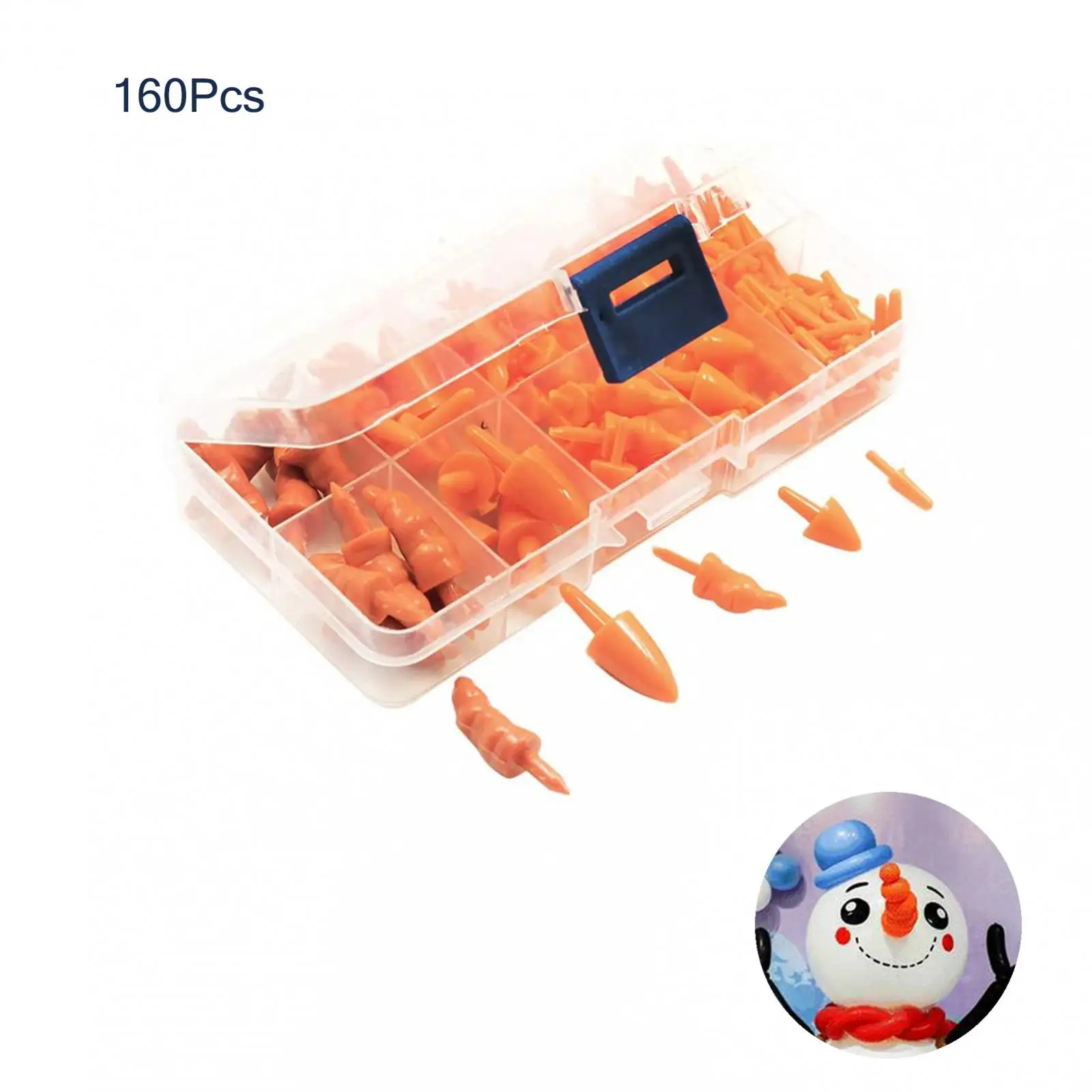 Package in Box of 160pcs Miniature Orange Resin Carrot Noses for Crafting, Creating and Embellishing Snowman Toys Crafts