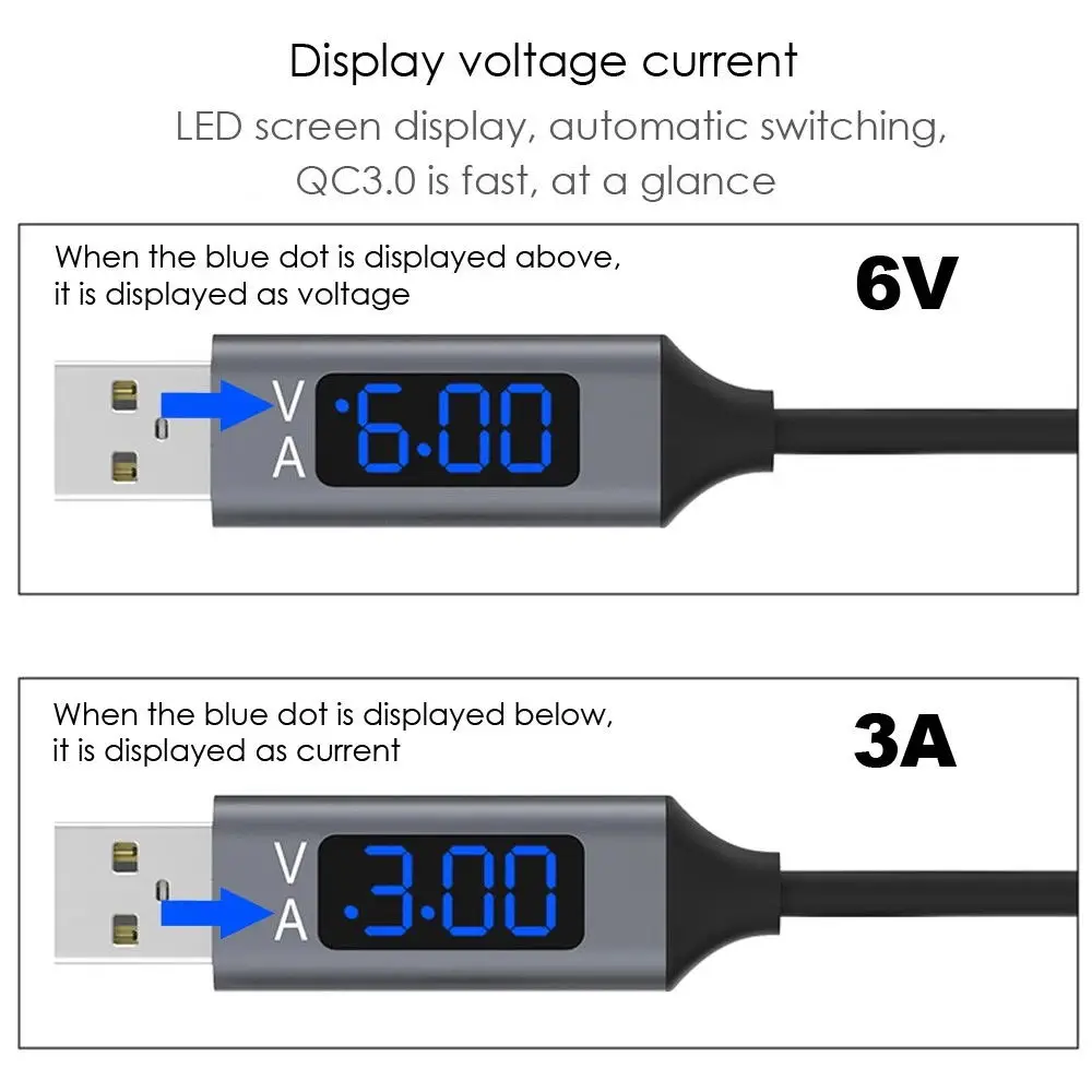 ЖК-дисплей ток/напряжение type-c USB C кабель может обнаруживать QC3.0 AFC FCP SCP кабель для быстрой зарядки для s9/s10/note 8/9 8Plus mi9 p30