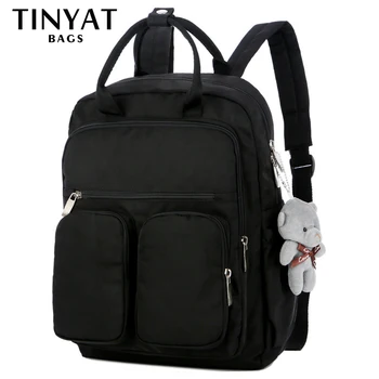 

TINYAT fashion black backpack children school bags for girls waterproof oxford large school backpack for teenagers school